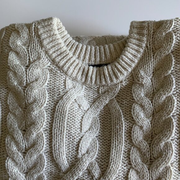 Old Navy Cream Cable Knit Sweater Men's Sz M - Picture 6 of 13
